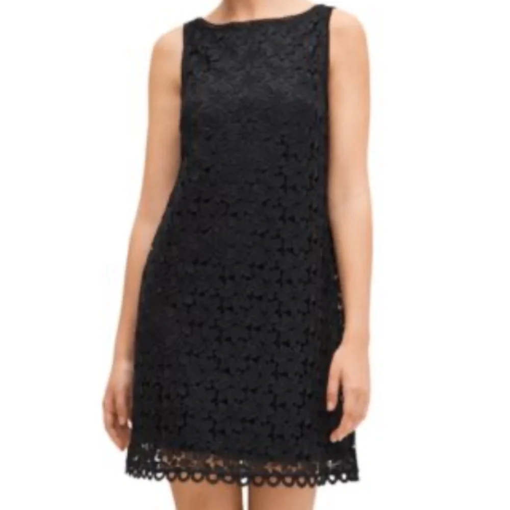 Kate Spade Leaf Lace Black Sleeveless Shift Dress Size 8